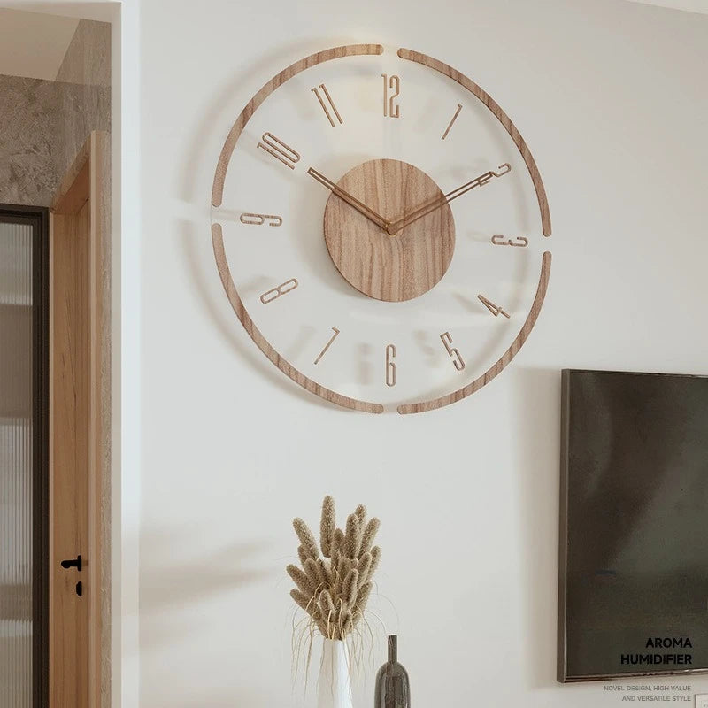 Fashion Clock Wall Clock living room decoration Solid Wood Creative Silent Nordic Simple Quartz Clock Luxury Wall Watch decor