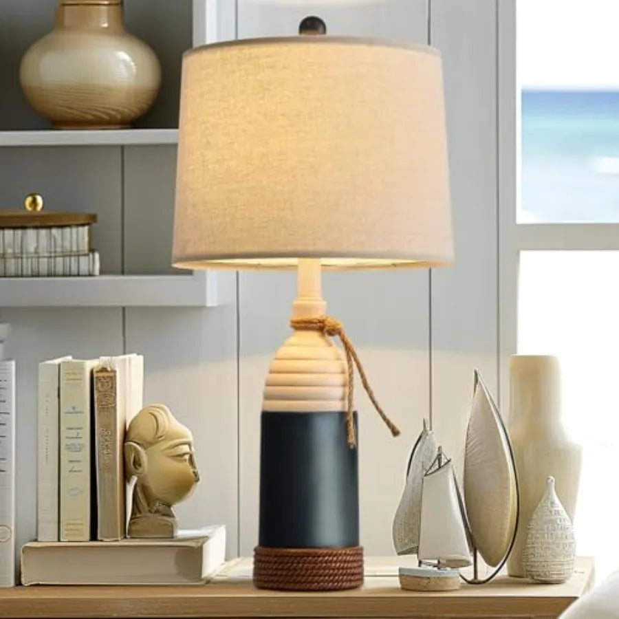 23.75" Table Lamp for Bedroom Bedside Table Lamp for Living Room Farmhouse Lamp for Nightstand Modern Coastal Nautical Lamp Dec