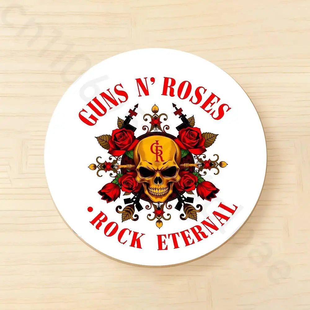 Band G-Guns N Roses Wooden Cup Coaster Tea Coffee Beverage Colour Printing Cup Mat Home Restaurant Decorations