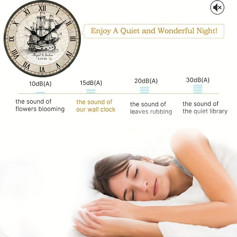 A Retro-Style Sailing Ship Decorative Silent Wall Clock, AA Battery (Battery Not Included)