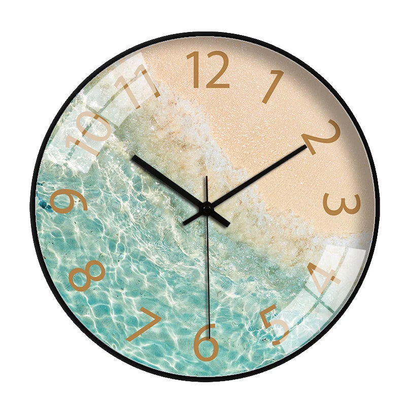 Coastal Themed Wall Clock Vacation Style For Seaside Villas Coastal Living Rooms Bedrooms Wall Clock Noiseless