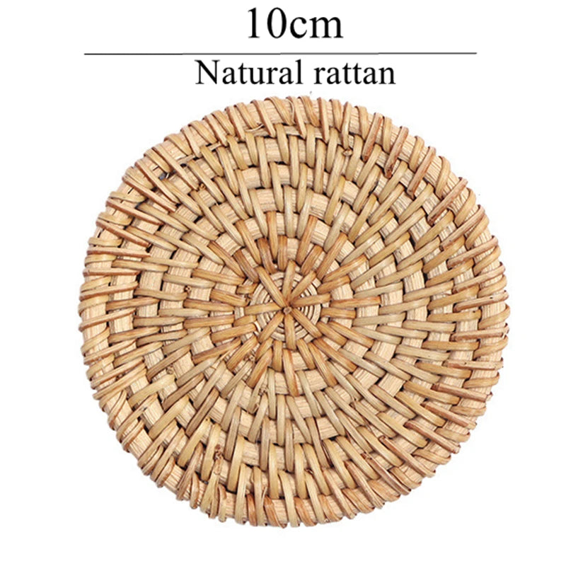 Zerolife-Natural Woven Rattan Cup Coaster, Drink Mug, Pot, Tea, Coffee Placemat, Handmade, Kitchen Accessories