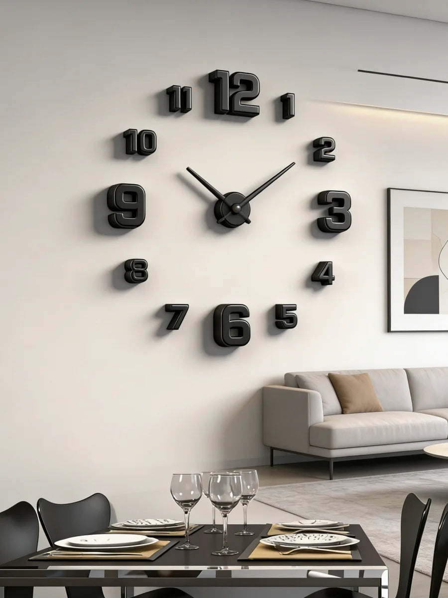 2026 Modern Design Large Wall Clock 3D DIY Quartz Clocks Fashion Watches Acrylic Mirror Stickers Living Room Home Decor Horloge