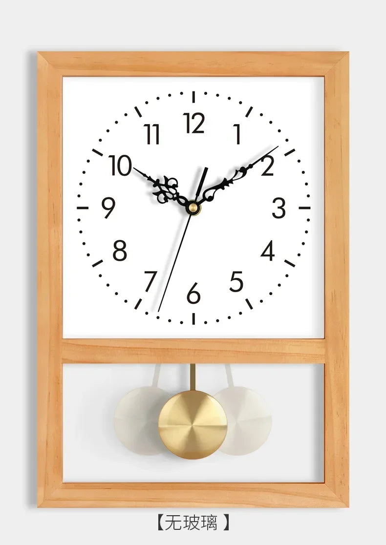 Japanese Retro Solid Wood Clock Household Living Room Bedroom Square Art Table Decoration Rocking Wall Clock Home Decoration