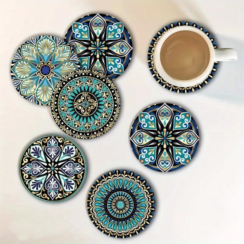 6/8Pcs/set Wooden Placemat Set Design Circular Gathering Family Party Desktop Decoration Wooden Crafts Home Table Linen Coaster