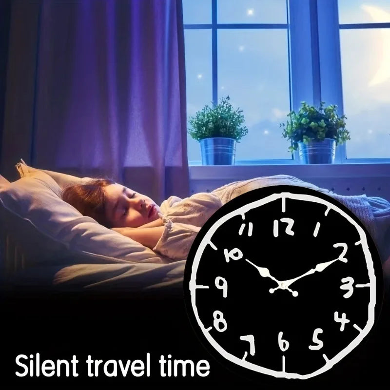 1Pc 20/30/40cm Wooden Silent Hanging Wall Clock for Living Room Office Study Room Bedroom Home Decor Creative Hand Drawing Clock
