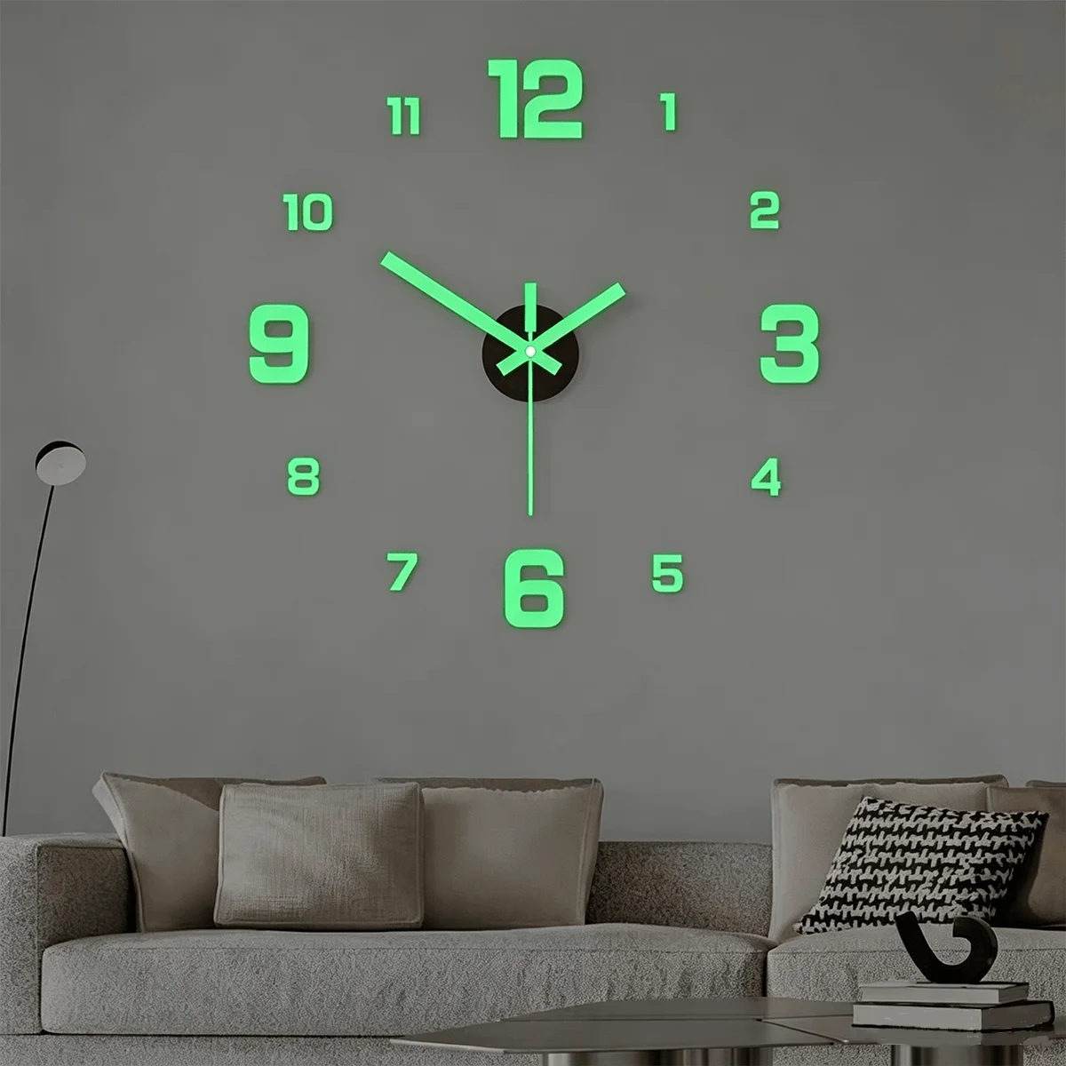 Glow-In-The-Dark DIY Wall Clock Creative Design Mirror Surface Wall Decor Sticker Clock, Minimalist Decorative Clock, Silent Wall Sticker Clock, Living Room Bedroom Wall Sticker Creative Clock (Glow-In-The-Dark Model Only Glo
