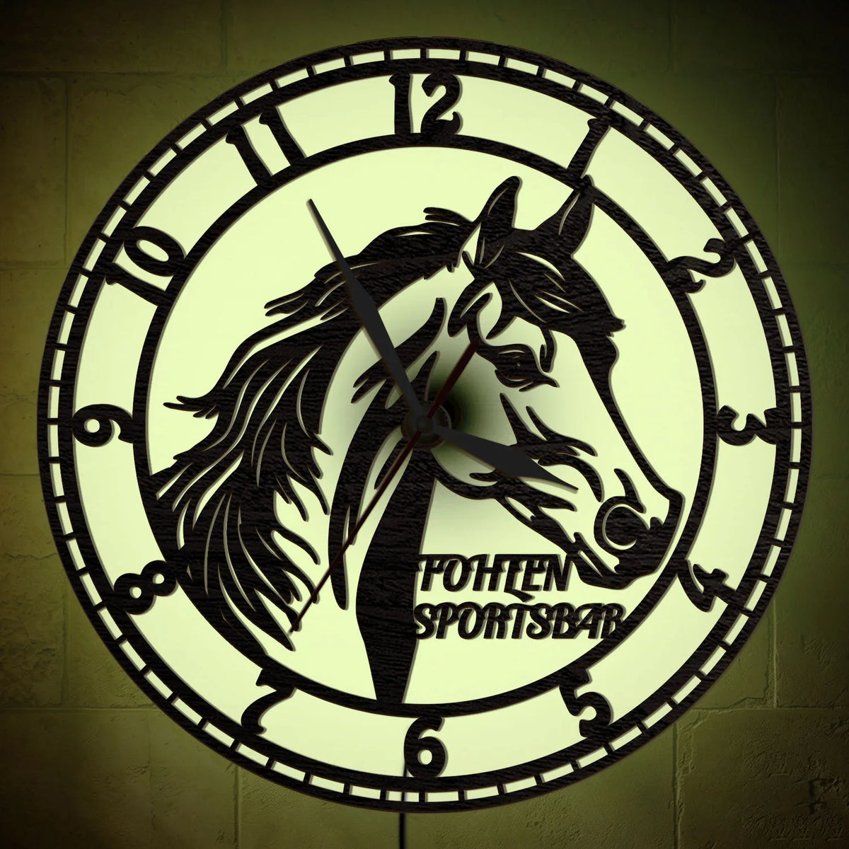 Personalized Horse Head Wooden Backlit Wall Clock Farm Ranch RGB Color Changing Glowing LED Sign Farm Ranch Custom Wall Clock