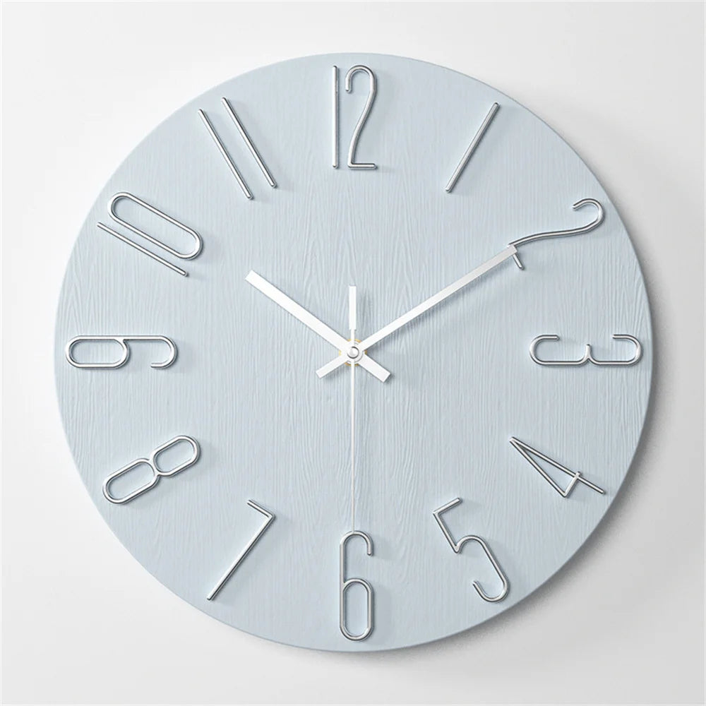 Decorative Plastic Gold Large Number Wall Clock 30cm Blue Coffee White Black Green Decoration Kitchen Modern Design Wall Hanging