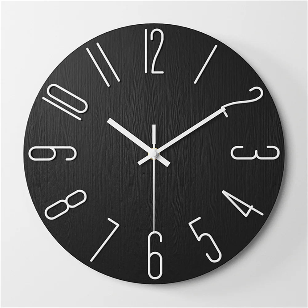 Decorative Plastic Gold Large Number Wall Clock 30cm Blue Coffee White Black Green Decoration Kitchen Modern Design Wall Hanging