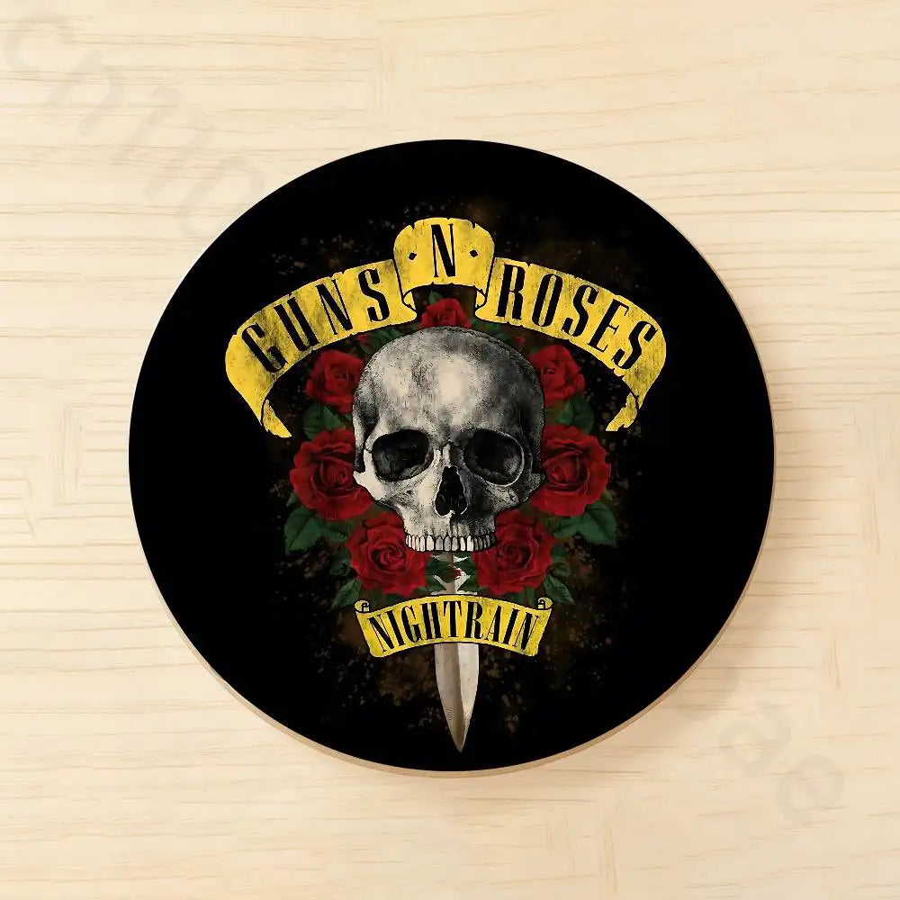 Band G-Guns N Roses Wooden Cup Coaster Tea Coffee Beverage Colour Printing Cup Mat Home Restaurant Decorations