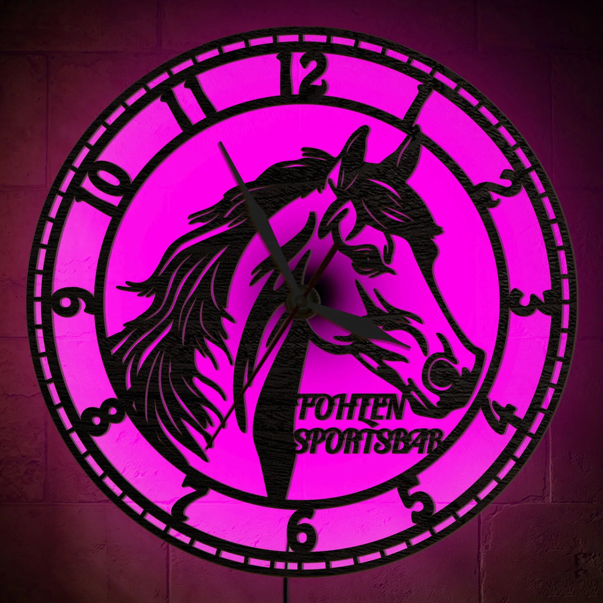 Personalized Horse Head Wooden Backlit Wall Clock Farm Ranch RGB Color Changing Glowing LED Sign Farm Ranch Custom Wall Clock
