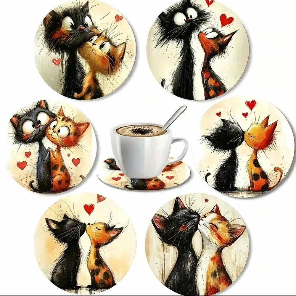 6/8Pcs/set Wooden Placemat Set Design Circular Gathering Family Party Desktop Decoration Wooden Crafts Home Table Linen Coaster