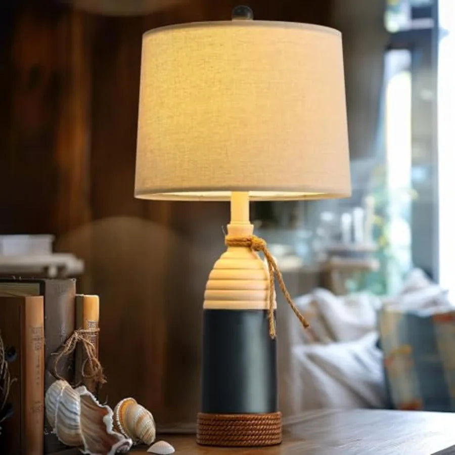 23.75" Table Lamp for Bedroom Bedside Table Lamp for Living Room Farmhouse Lamp for Nightstand Modern Coastal Nautical Lamp Dec