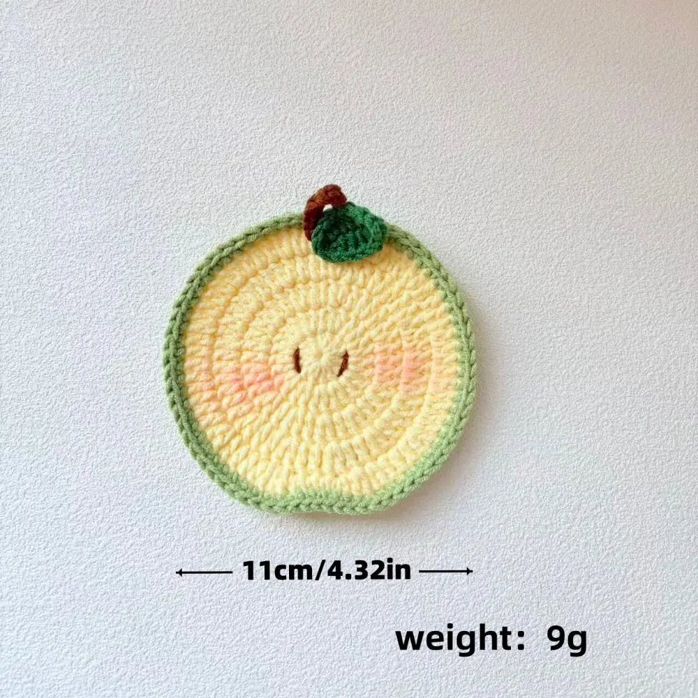 Yarn Crochet Fruit Coasters Fruit Shaped Heat Insulating Fruit Cup Coasters Soft Lightweight Handmade Crochet