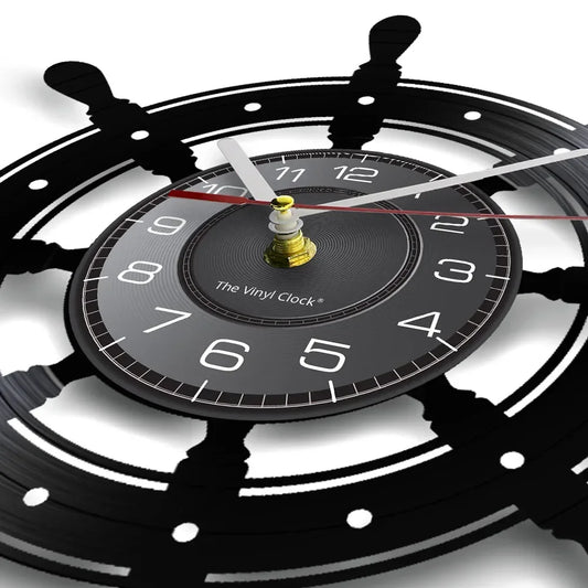 Boat Yacht Wheel Vintage Wall Clock Ship Steering Wheel Sea Conqueror Sailing Lase Cut Longplay Wall Watch Captain Voyager Gift - Unique Finds Market LLC