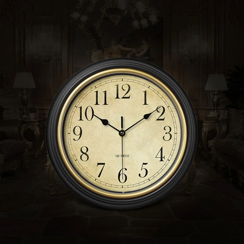 Wall Clock 12-inch Large Retro Wall Clocks Non Ticking Classical Quiet Clocks Living Room Kitchen Bedroom Office Decor A0KF