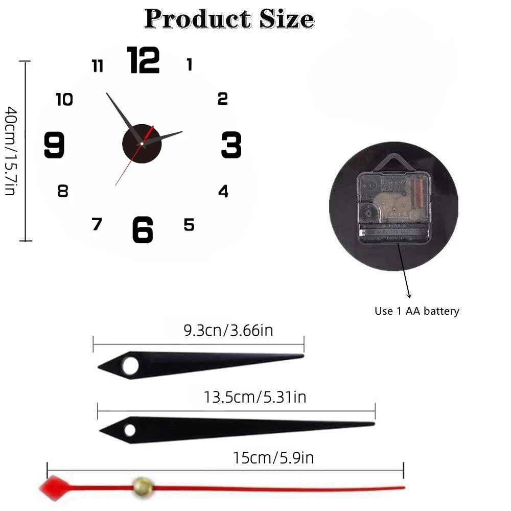 Large 3D Wall Clock Luminous Classic Wall Clocks DIY Digital Clock Wall Watches Stickers Silent Clock for Home Living Room Table