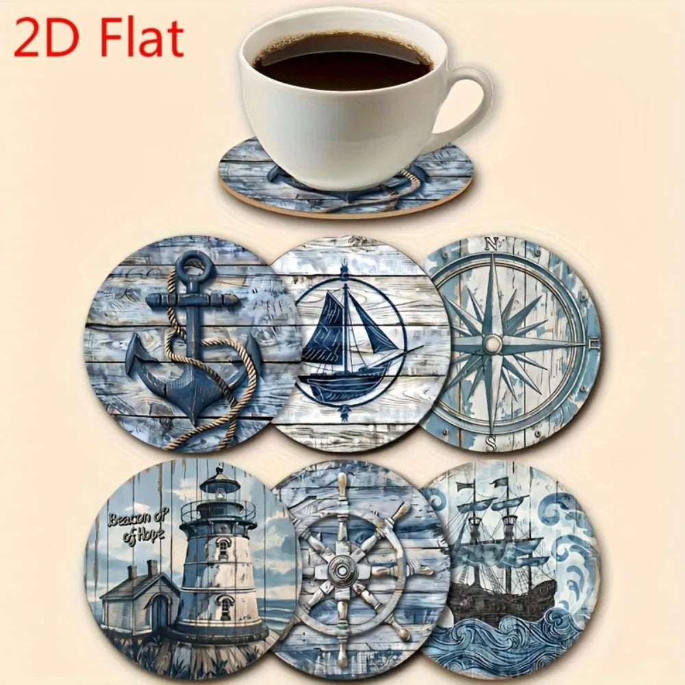 6/8Pcs/set Wooden Placemat Set Design Circular Gathering Family Party Desktop Decoration Wooden Crafts Home Table Linen Coaster