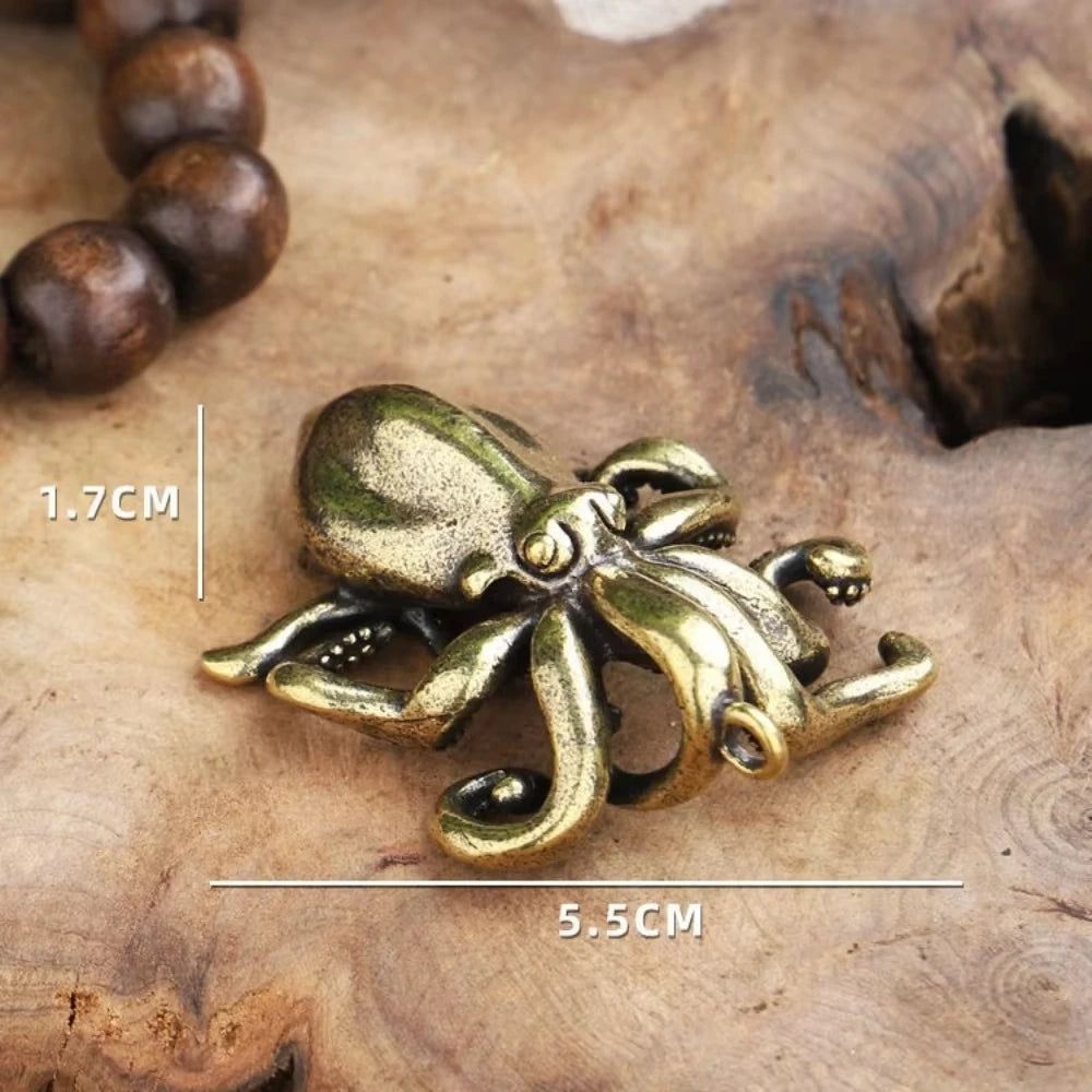 New Antique Octopus Home Decoration Brass Copper Animal Figurines Miniatures Desk Ornament Accessories Creative Table Craft