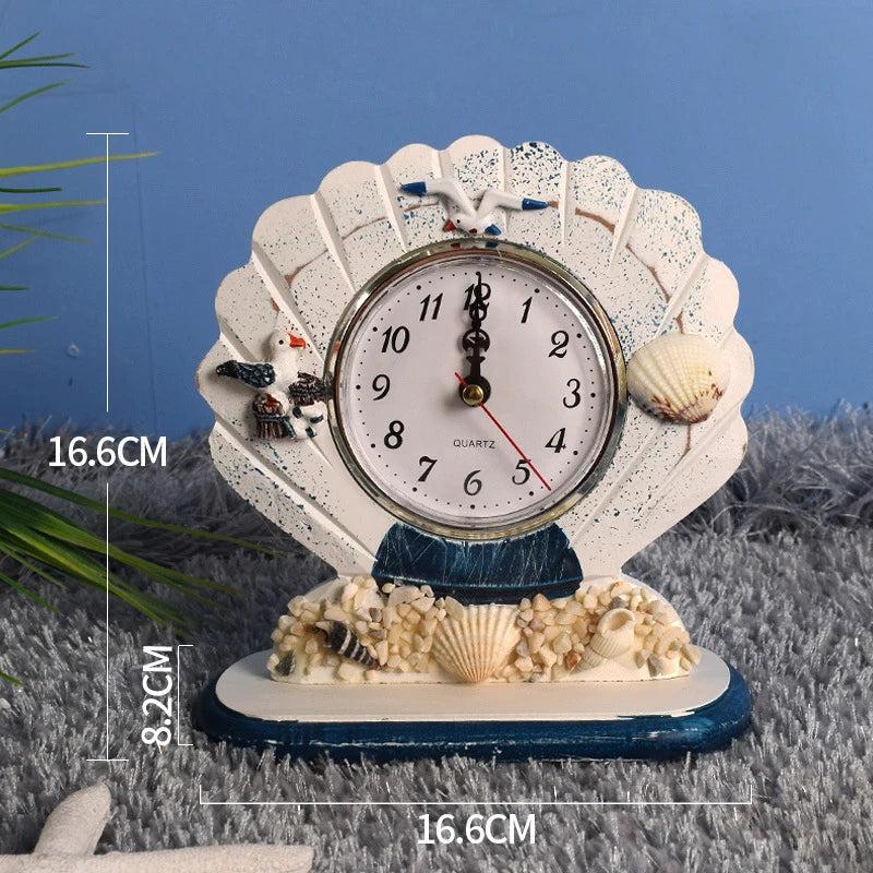 Mediterranean Retro Style Anchor Wall Clock Wooden Rudders Silent Hanging Clocks Coffee Bar Home Decorations