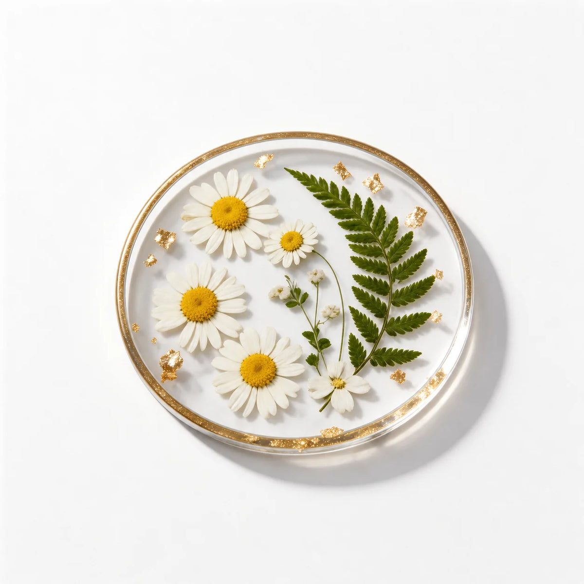 Pressed Flower Acrylic Coaster, Printed With Flowers, Suitable For Table Decoration And Women'S Birthday Gifts