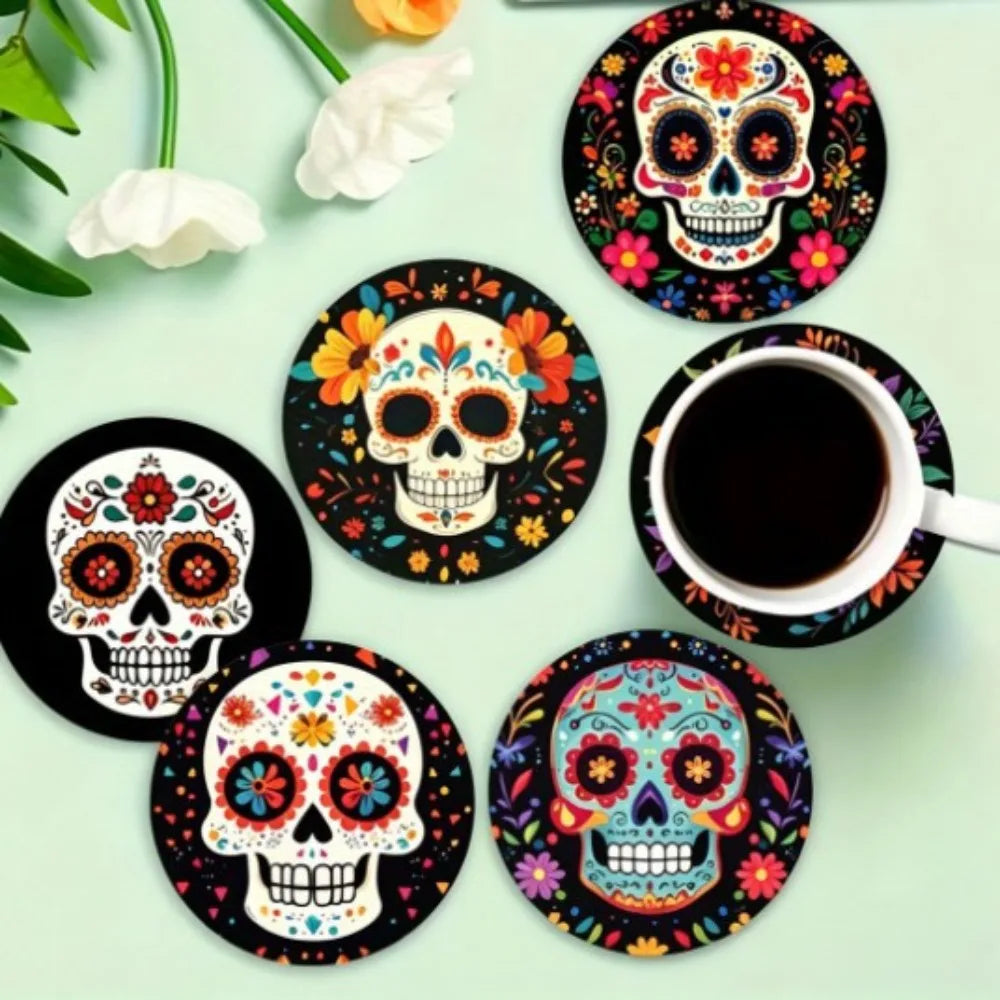 6/8Pcs/set Wooden Placemat Set Design Circular Gathering Family Party Desktop Decoration Wooden Crafts Home Table Linen Coaster