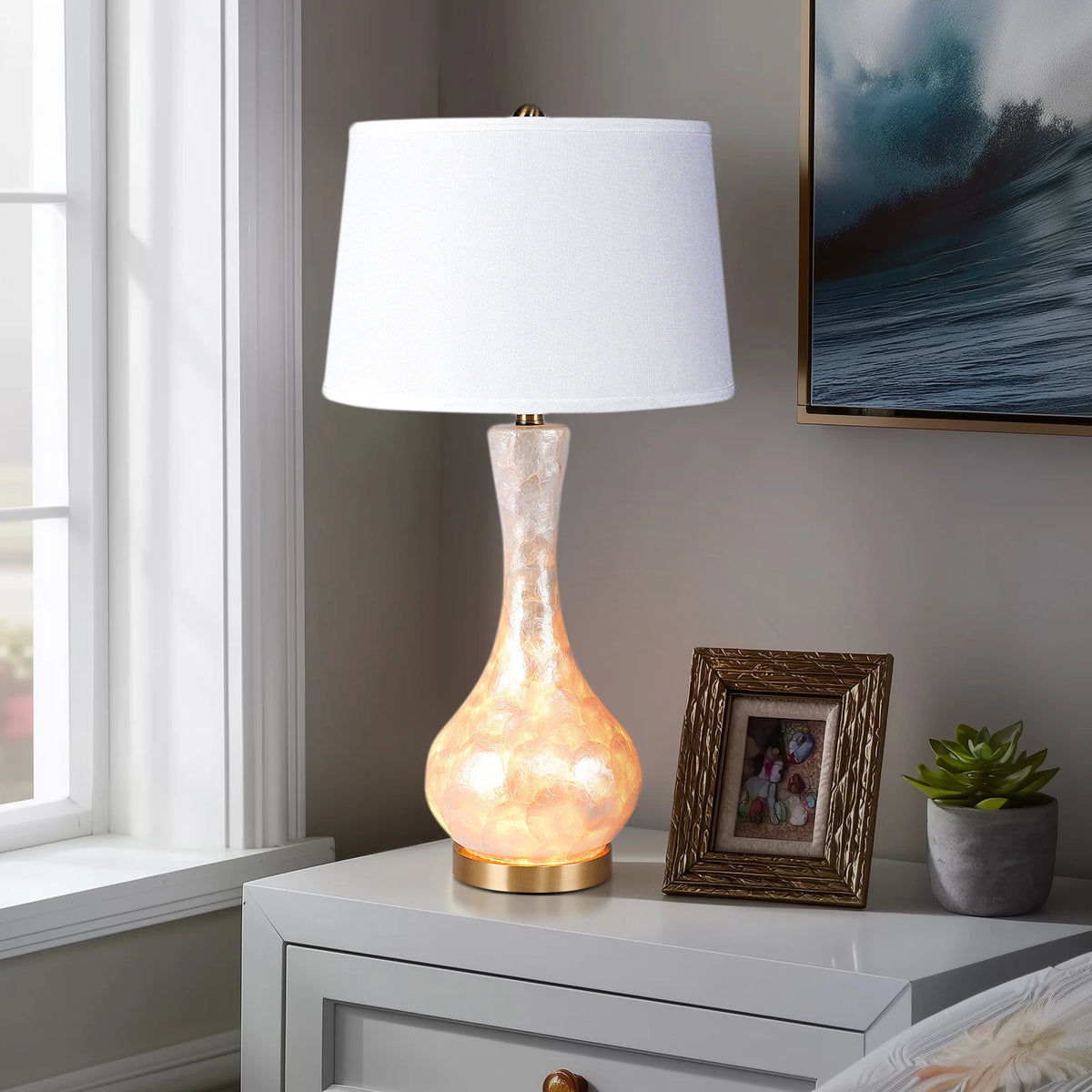 28/25 inch Desk Lamps Luxury Table Lamp Opal Glass Lampshade For Hotel Guest Room Living Room Study Bedroom Bedside Decorative Lighting Lamps Indoor Lighting Shiping from USA