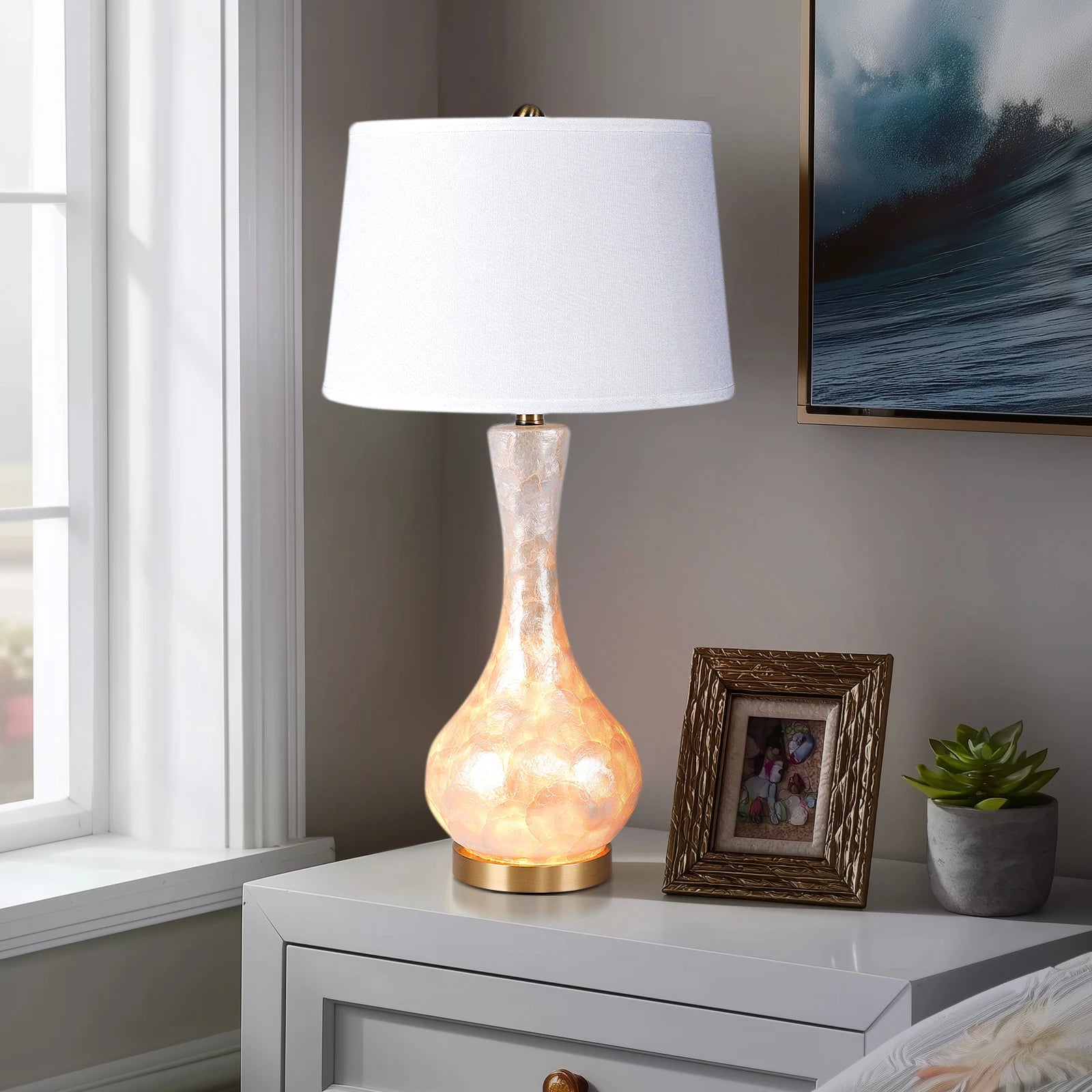 28/25 inch Desk Lamps Luxury Table Lamp Opal Glass Lampshade For Hotel Guest Room Living Room Study Bedroom Bedside Decorative Lighting Lamps Indoor Lighting Shiping from USA