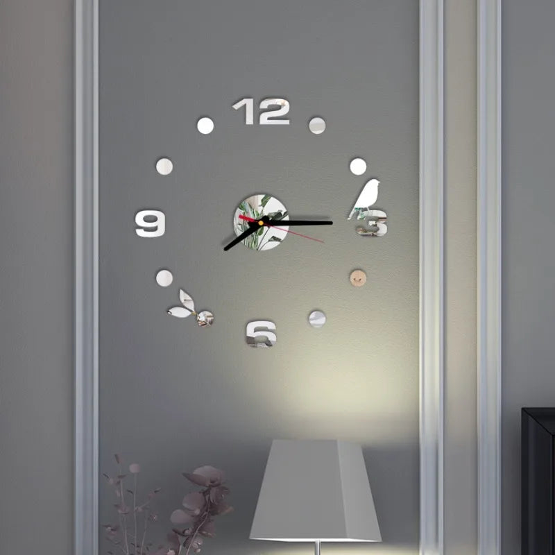 New Luminous Wall Clock Large Watch Horloge 3D DIY Acrylic Mirror Stickers Quartz Duvar Saat Clocks Modern Mute Alarm Clock