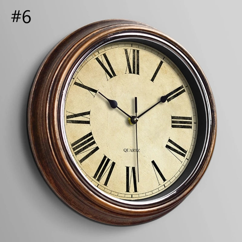 Wall Clock 12-inch Large Retro Wall Clocks Non Ticking Classical Quiet Clocks Living Room Kitchen Bedroom Office Decor A0KF