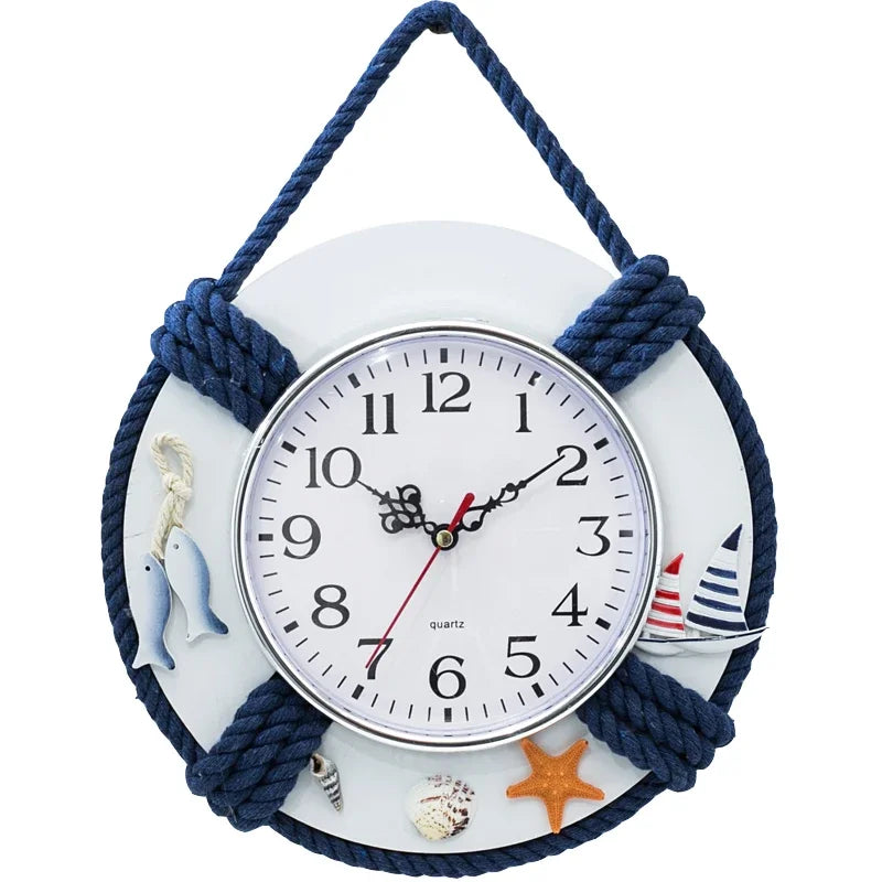 Life ring clock beach sea nautical theme boat decoration wall hanging decoration factory mediterranean ocean handmade  WJ721
