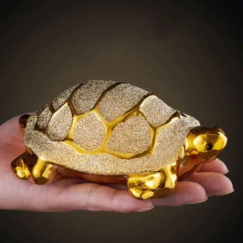 Longevity Turtle Desk Decoration Gold Decorative Figurines Money Turtle Ceramic Car Home Living Room Decor Home Accessories