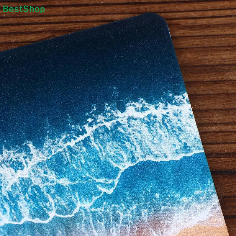 ♥5-Pack Ocean Wave Resin Coasters - Beach Themed Wooden Base Drink Coasters for Home & Office