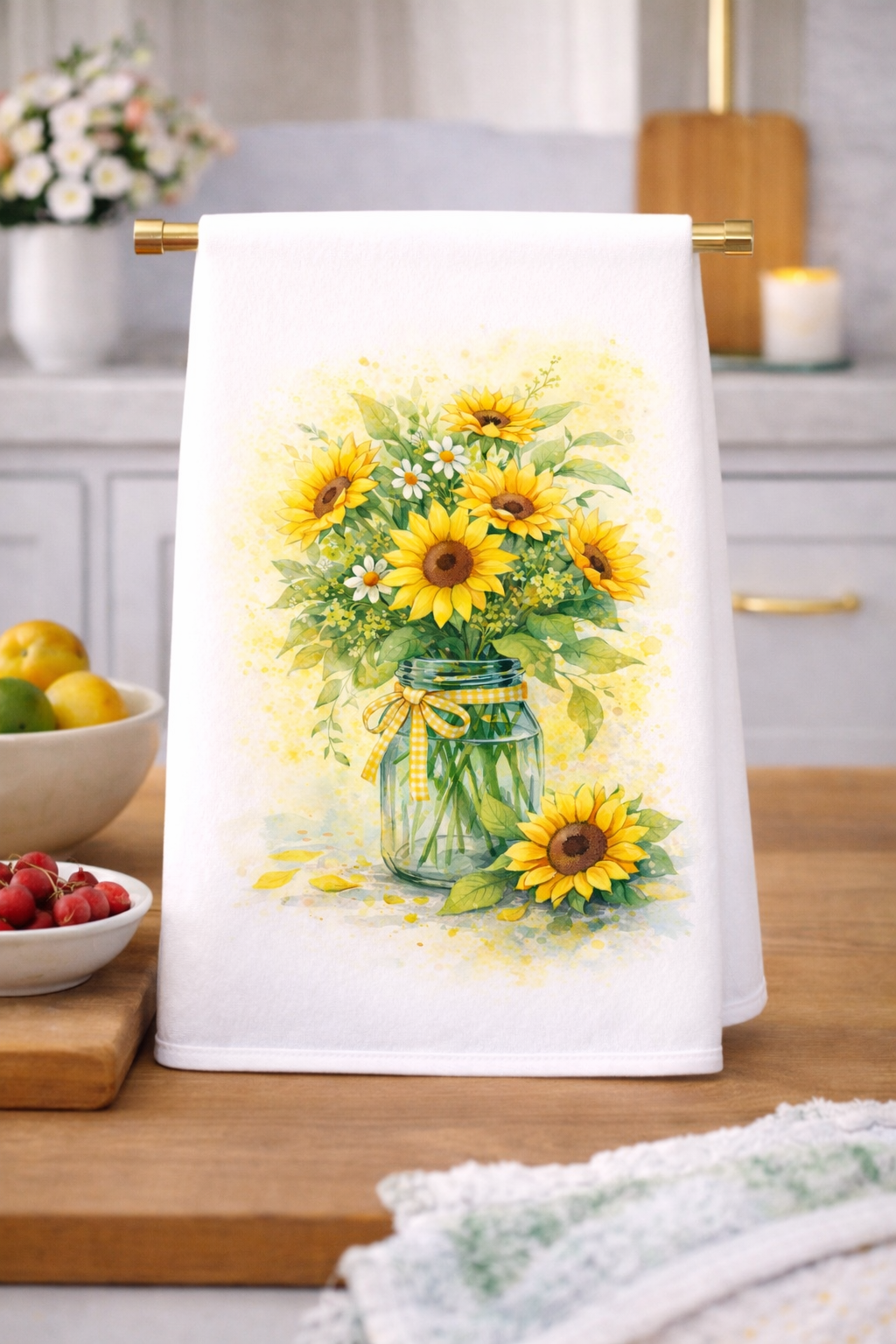 Sunflowers in a Mason Jar Kitchen Towel