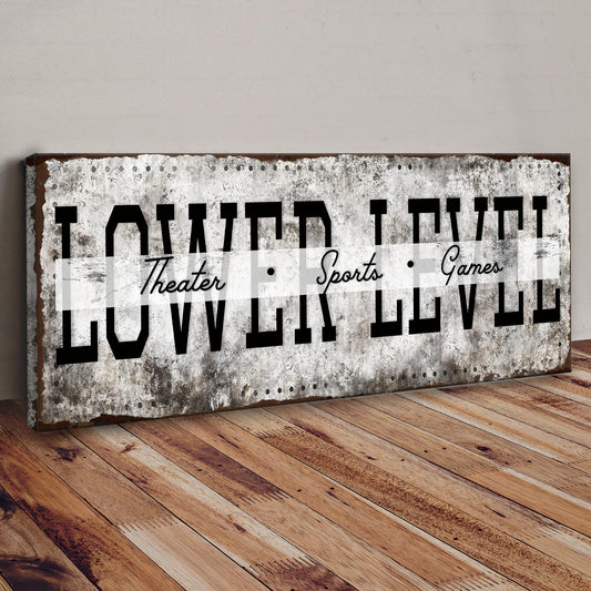 Lower Level Theater Sports Games Basement Bar Sign