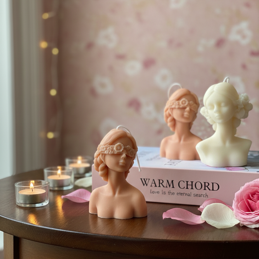 Blindfolded Flower Girl Candle – Sculptural Soy Wax Art | 2 Styles, 3 Colors, 5 Scents