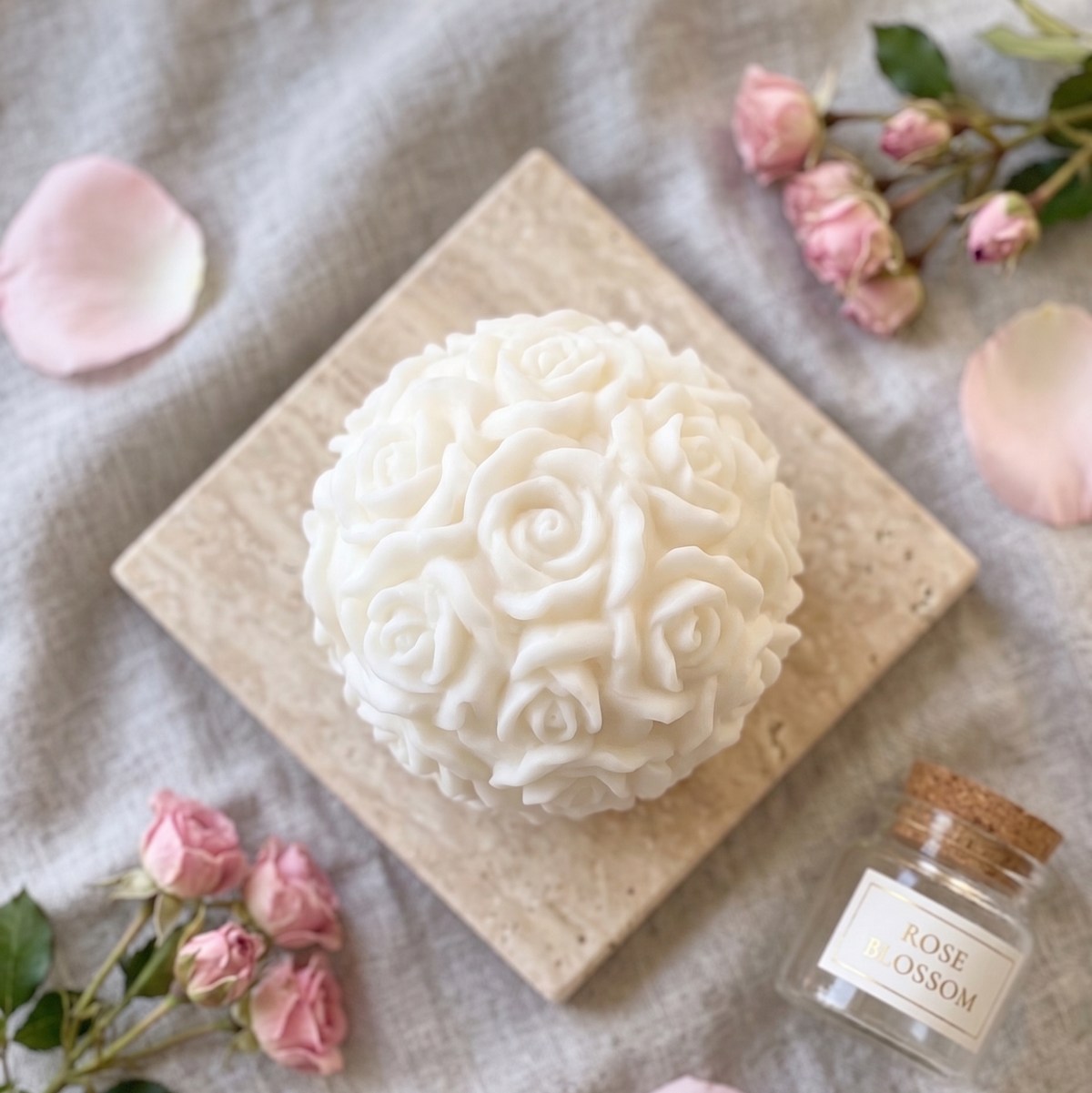 Rose Blossom Sculpture Candle