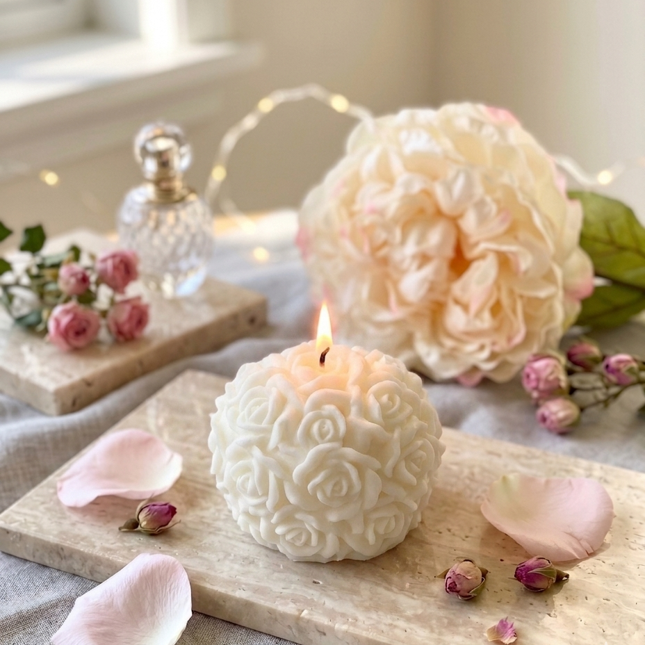Rose Blossom Sculpture Candle