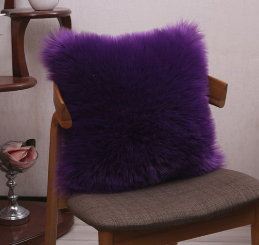 Throw Pillow Cover with 450g Insert, Purple, faux fur, 16, Decorative Cushion – Fancy & Stacy
