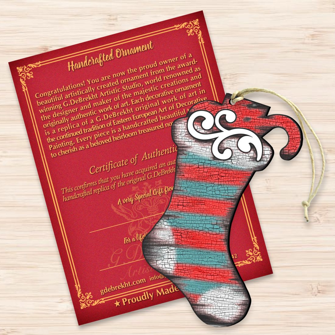Blue Stocking Wooden Ornaments Christmas by G. DeBrekht - Christmas Decor - 8198802-2