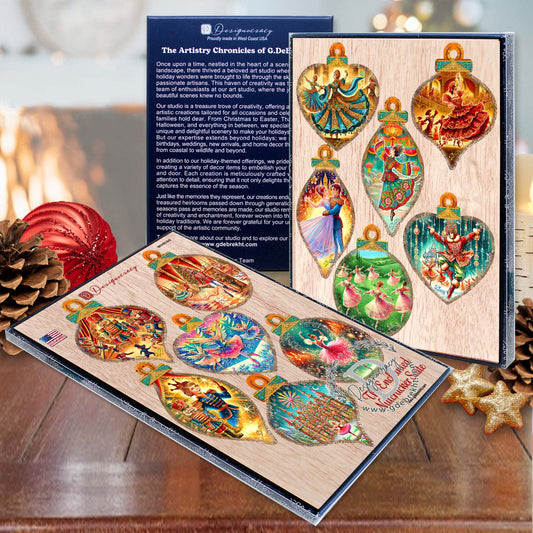 The Enchanted Nutcracker Suite Eco Wood Ornaments Set of 12 by G. DeBrekht - Christmas Décor - 8610103-S12