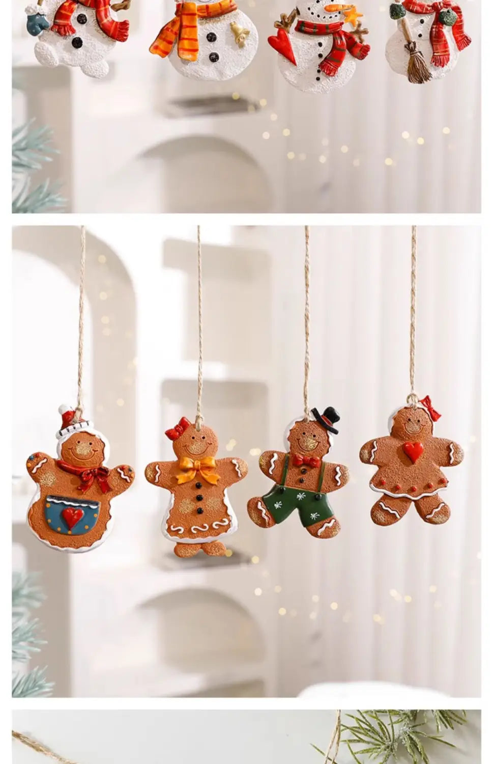 Christmas Elderly Snowman Gingerbread Pendants
