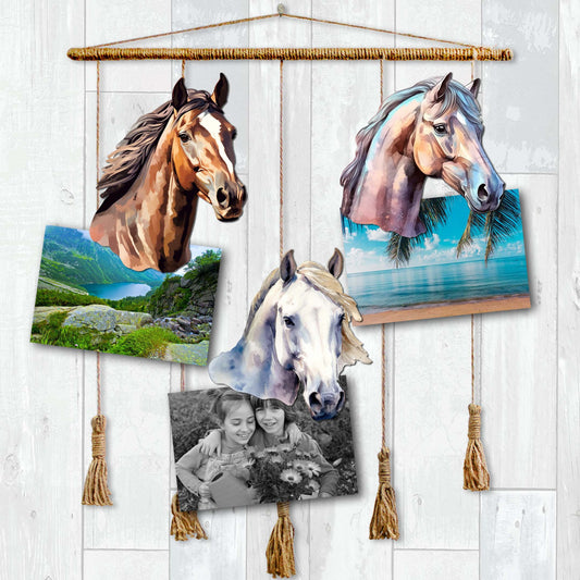 Horses Clip-On Eco Wood Decorative Ornaments Set of 3 by G. Debrekht - Christmas Decor - 8091039C-S3