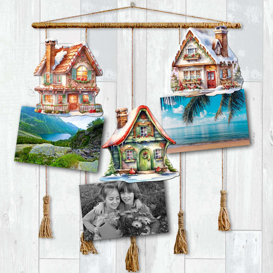 Dream Houses Clip-On Eco Wood Decorative Ornaments Set of 3 by G. Debrekht - Christmas Decor - 8091029C-S3