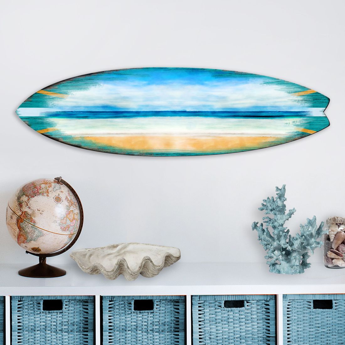 Ocean Surfboard Coastal Door Art by G. DeBrekht - Coastal Holiday Decor - 8490102HS