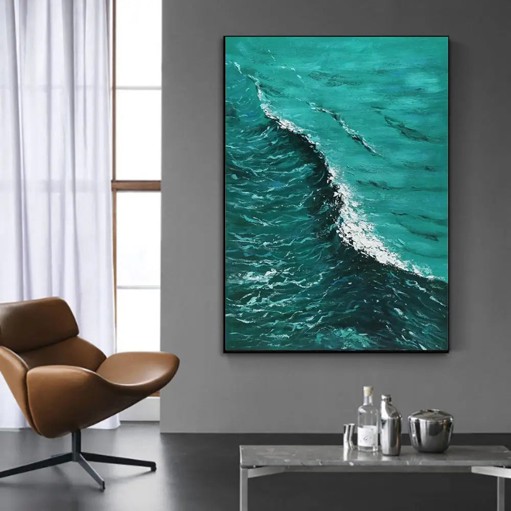 Blue Sea Wave Oil Painting Canvas Art