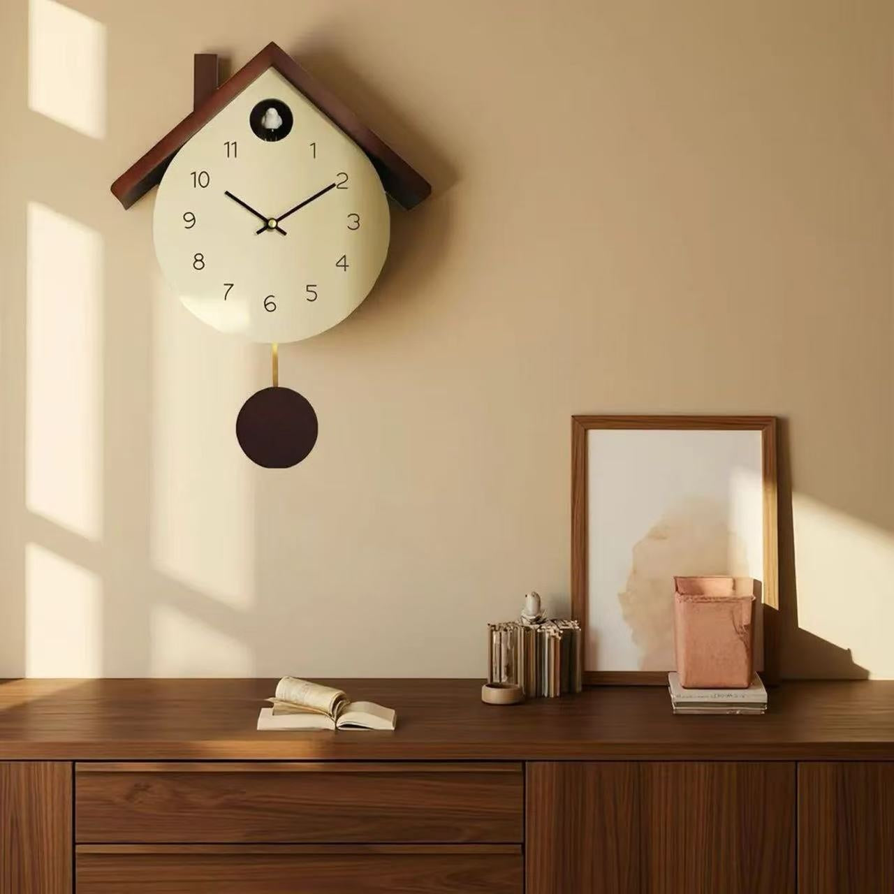 Nordic-style High-end Wooden Chime Wall Clock With A Sophisticated Design