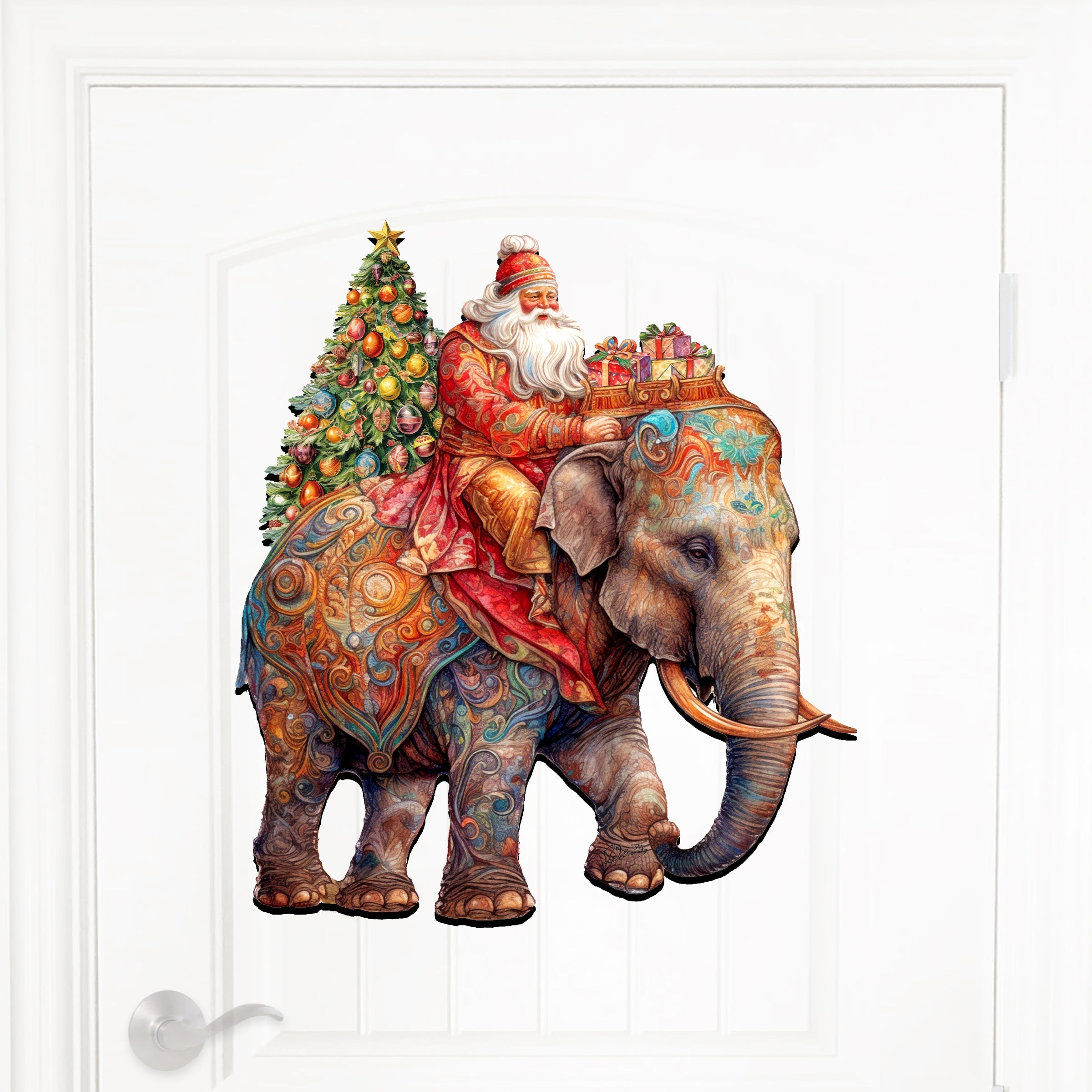 Santa on Elephant Holiday Door Decor  by G. Debrekht - Christmas Decor - 8611043-2H