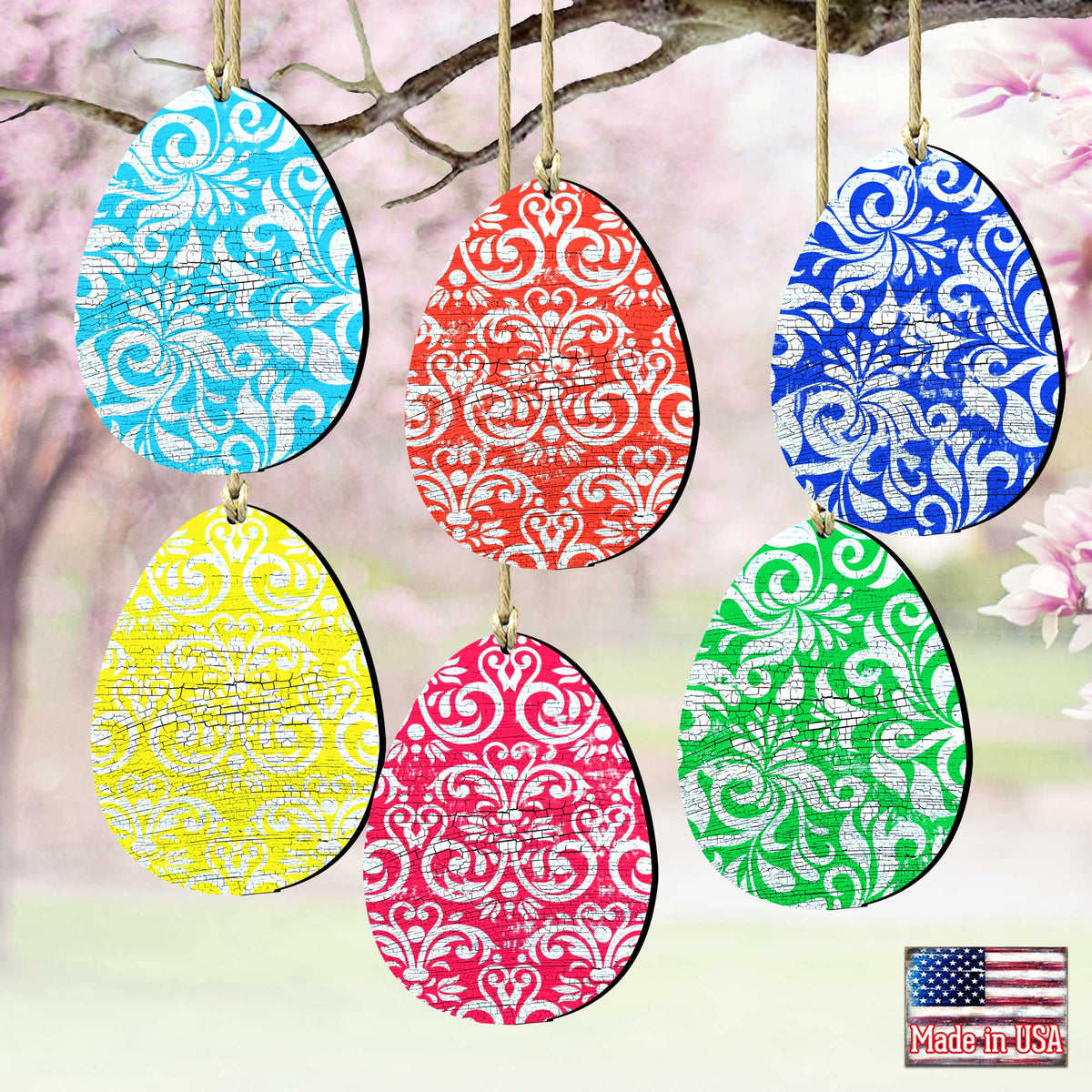 Colorful Eggs Wooden Ornaments Set of 6 by G. DeBrekht - Designocracy - 8199712-S6